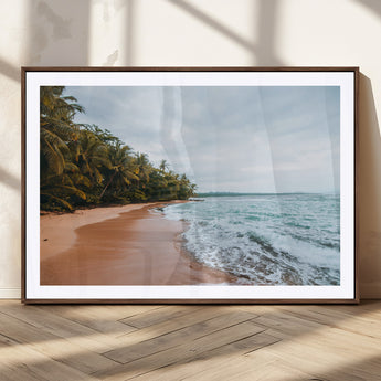 88125882-MGV-CV-36X24-Tropical Shoreline Wall Art Canvas Print, Framed Palm Trees Art Picture Print, Tropical Ocean Perfect Tropical Coastal Decor