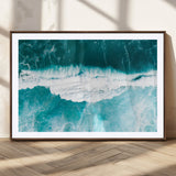 23828594-MGC-FP-36x24_Walnut-Aerial Waves Wall Art Canvas Print, Framed Ocean Break Art Picture Print, Sea Foam Perfect Tropical Coastal Decor Artwork