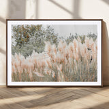 21826392-MGC-FP-36x24_Walnut-Pampas Grass Wall Art Canvas Print, Framed Soft Pampas Art Picture Print, Pastel Grasses Perfect Soft Neutral Boho Decor Artwork