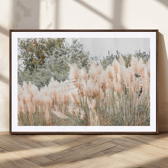 21826392-MGC-FP-36x24_Walnut-Pampas Grass Wall Art Canvas Print, Framed Soft Pampas Art Picture Print, Pastel Grasses Perfect Soft Neutral Boho Decor Artwork