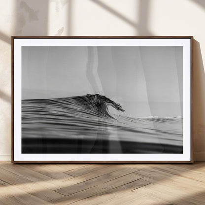24029476-MGC-FP-36x24_Walnut-Black Wave Wall Art Canvas Print, Framed Abstract Surf Art Picture Print, Minimalist Ocean Perfect Minimalist Coastal Decor
