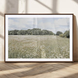 43258946-MGC-FP-36x24_Walnut-Daisy Field Wall Art Canvas Print, Framed Pastel Flower Art Picture Print, Meadow Bloom Perfect Scandinavian Minimalist Decor