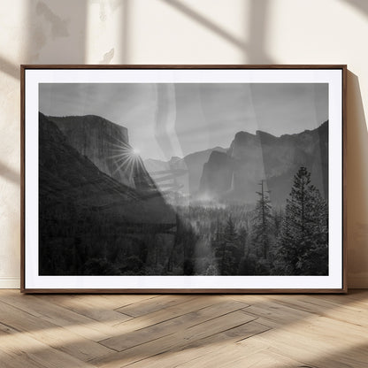 39278955-MGC-FP-36x24_Walnut-Yosemite Valley Wall Art Canvas Print, Framed El Capitan Art Picture Print, Misty Mountain Perfect Modern Rustic Decor Artwork