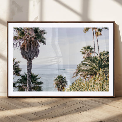51404565-MGC-FP-36x24_Walnut-Palm Trees Wall Art Canvas Print, Framed Ocean Breeze Art Picture Print, Coastal View Perfect Tropical Coastal Decor Artwork