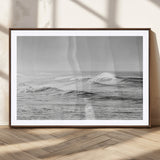 98634812-MGC-FP-36x24_Walnut-Black and White Ocean Waves Wall Art – Minimalist Sea Canvas Print, Coastal Photography Decor for Living Room, Bedroom or Office