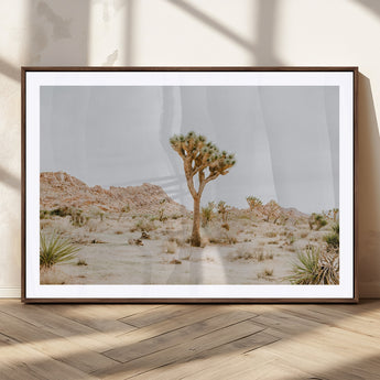 67109959-MGC-FP-36x24_Walnut-Joshua Tree Wall Art Canvas Print, Framed Neutral Desert Art Picture Print, Earthy Landscape Perfect Neutral Boho Decor Artwork