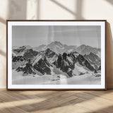 46884246-MGC-FP-36x24_Walnut-Snowy Mountain Wall Art Canvas Print, Framed Mountain Peaks Art Picture Print, Alpine Mountains Perfect Minimalist Alpine Decor