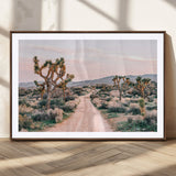 12540952-MGC-FP-36x24_Walnut-Joshua Tree Park Wall Art Canvas Print, Framed Desert Road Art Picture Print, Sunset Drive Perfect Southwestern Boho Decor Artwork