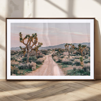 12540952-MGC-FP-36x24_Walnut-Joshua Tree Park Wall Art Canvas Print, Framed Desert Road Art Picture Print, Sunset Drive Perfect Southwestern Boho Decor Artwork