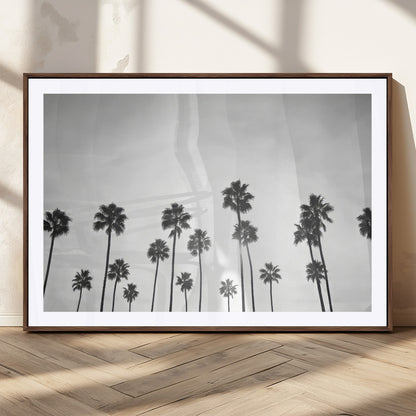 62298277-MGC-FP-36x24_Walnut-Monochrome Palms Wall Art Canvas Print, Framed Minimalist Trees Art Picture Print, Silhouetted Palms Perfect Tropical Minimalist