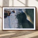 37405684-MGC-FP-36x24_Walnut-Nazaré Coast Wall Art Canvas Print, Framed Aerial Ocean Art Picture Print, Coastal Fortress Perfect Dramatic Coastal Decor Artwork