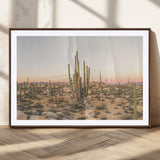 76234974-MGC-FP-36x24_Walnut-Desert Cactus Wall Art Canvas Print, Framed Baja Desert Art Picture Print, Pastel Desert Perfect Southwestern Boho Decor Artwork