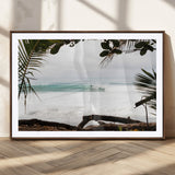 50382104-MGC-FP-36x24_Walnut-Tropical Surf Wall Art Canvas Print, Framed Palm Tree View Art Picture Print, Beach House Art Perfect Boho Coastal Decor Artwork