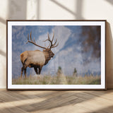 26365841-MGC-FP-36x24_Walnut-Mountain Elk Art Wall Art Canvas Print, Framed Rustic Wildlife Print Art Picture Print, Lodge Style Decor Perfect Rustic Lodge