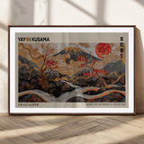 77970791-MGC-FP-36x24_Walnut-Mount Fuji Golden Abstract Wall Art – Japanese Landscape Canvas Poster, Cherry Blossom & Red Sun Painting, Elegant Zen Oriental