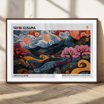 43879290-MGC-FP-36x24_Walnut-Japanese Abstract Wall Art – Mount Fuji Cherry Blossom Canvas Print, Modern Asian Inspired Landscape Decor for Living Room,