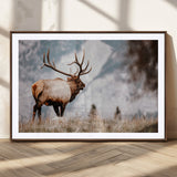 70489411-MGC-FP-36x24_Walnut-Elk Photography Wall Art Canvas Print, Framed Mountain Wildlife Art Picture Print, Rustic Nature Decor Perfect Rustic Lodge Decor