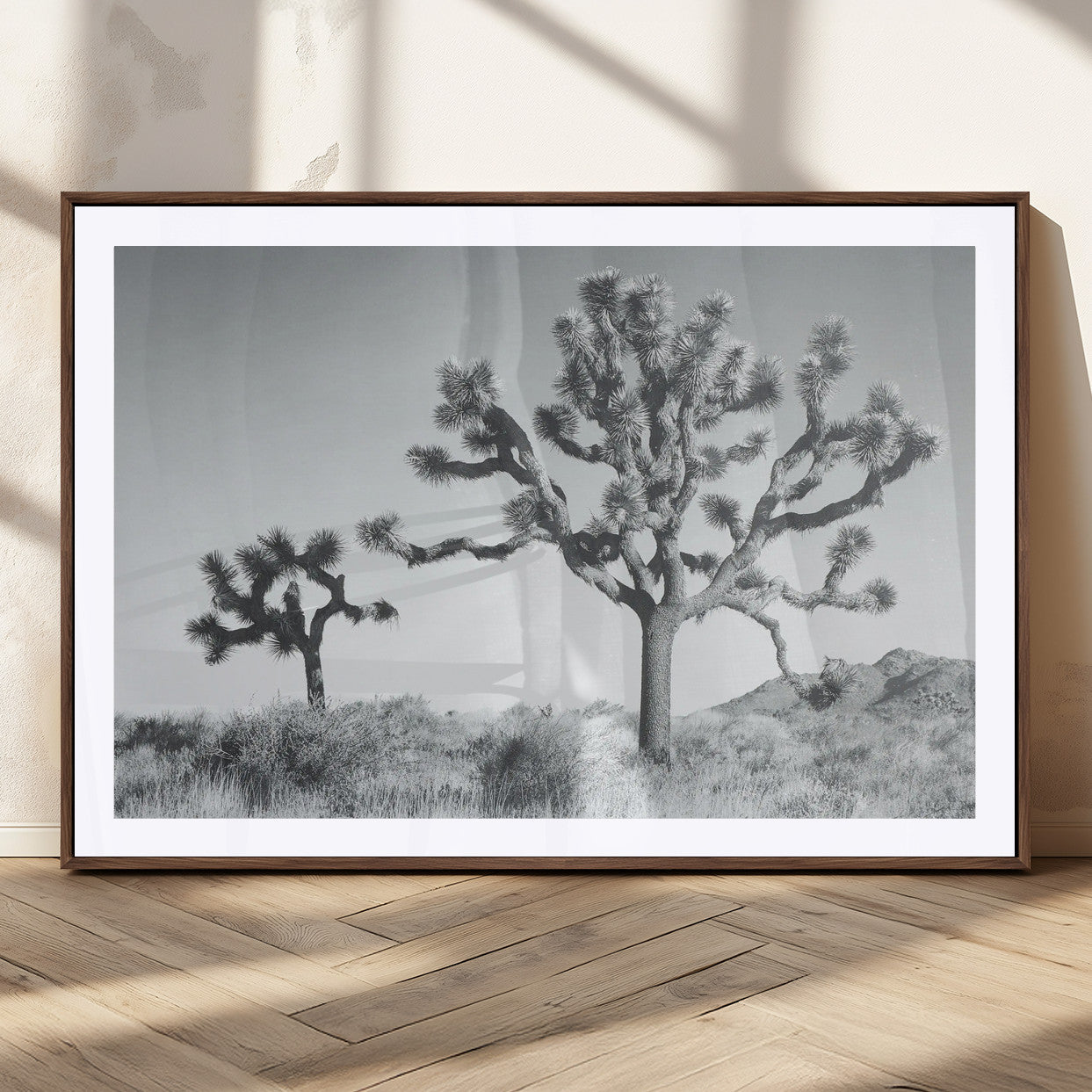 58647785-MGC-FP-36x24_Walnut-Calm Earthy Aesthetic Wall Art Canvas Print, Framed Arid Terrain Decor Art Picture Print, Joshua Tree Perfect Rustic Minimalist