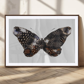 99831147-MGC-FP-36x24_Walnut-Spotted Butterfly Wall Art Canvas Print, Framed Neutral Insect Theme Art Picture Print, Earthy Wing Pattern Perfect Modern Rustic