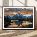 14130176-MGC-FP-36x24_Walnut-Mountain Sunset Wall Art Canvas Print, Framed Alpine Wilderness Art Picture Print, Golden Hour Perfect Rustic Wilderness Decor