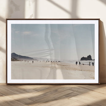 28307820-MGC-FP-36x24_Walnut-Minimalist Beach Wall Art Canvas Print, Framed Coastal Serenity Art Picture Print, Soft Sand Perfect Modern Coastal Decor Artwork