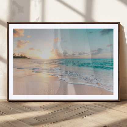 94538225-MGC-FP-36x24_Walnut-Beach Sunset Wall Art Canvas Print, Framed Ocean Waves Art Picture Print, Summer Escape Perfect Coastal Serenity Decor Artwork