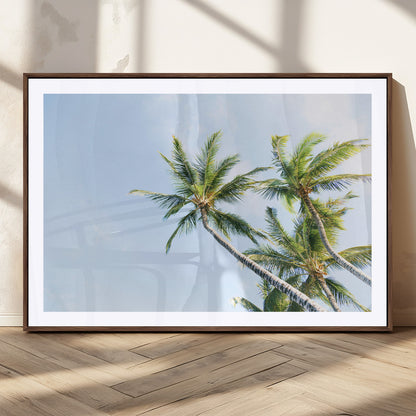 54719115-MGC-FP-36x24_Walnut-Palm Trees Wall Art Canvas Print, Framed Tropical Aesthetic Art Picture Print, Coastal Serenity Perfect Tropical Minimalist Decor