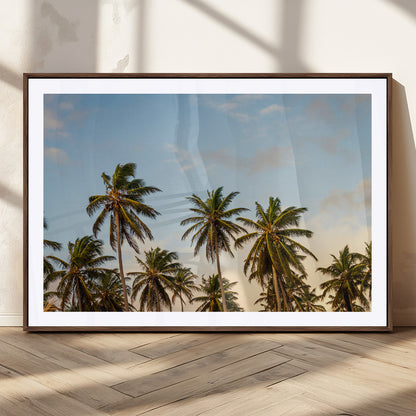 99033771-MGC-FP-36x24_Walnut-Palm Trees Wall Art Canvas Print, Framed Tropical Vibes Art Picture Print, Coastal Sunset Perfect Coastal Boho Decor Artwork