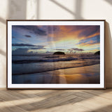 36714356-MGC-FP-36x24_Walnut-Beach Sunset Wall Art Canvas Print, Framed Ocean Waves Art Picture Print, Tropical Seascape Perfect Coastal Serenity Decor Artwork