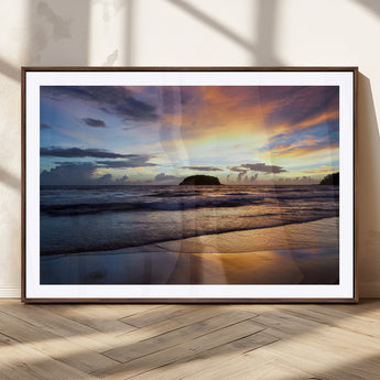 36714356-MGC-FP-36x24_Walnut-Beach Sunset Wall Art Canvas Print, Framed Ocean Waves Art Picture Print, Tropical Seascape Perfect Coastal Serenity Decor Artwork