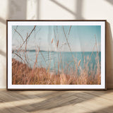 36108696-MGC-FP-36x24_Walnut-Coastal Grass Wall Art – Serene Ocean View Canvas Print, Beach Nature Photography Decor for Living Room, Bedroom, Office or Modern
