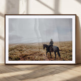 57597730-MGC-FP-36x24_Walnut-Cowboy Wall Art Wall Art Canvas Print, Framed Western Canvas Art Picture Print, Rustic Ranch Scene Perfect Rustic Western Decor