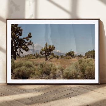 16114018-MGC-FP-36x24_Walnut-Joshua Tree Wall Art Canvas Print, Framed Desert Landscape Art Picture Print, Mountain Horizon Perfect Southwestern Boho Decor