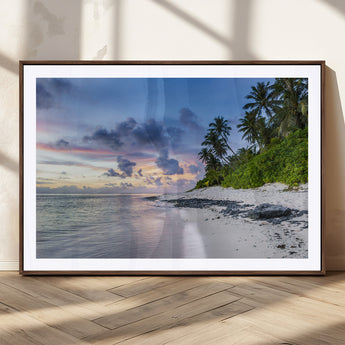 75045485-MGV-CV-36X24-Tropical Beach Wall Art Canvas Print, Framed Sunset Glow Art Picture Print, Palm Tree Coast Perfect Tropical Coastal Decor Artwork
