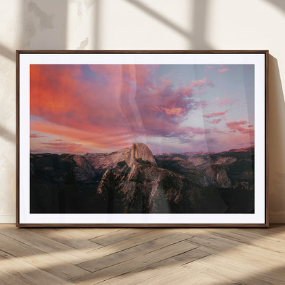 32786115-MGC-FP-36x24_Walnut-Half Dome Wall Art Canvas Print, Framed Yosemite National Park Art Picture Print, Dramatic Sunset Perfect Adventurous Wilderness