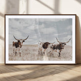 65621083-MGC-FP-36x24_Walnut-Texas Longhorn Wall Art – Rustic Western Cattle Canvas Print, Southwestern Ranch Photography Decor for Living Room, Office,