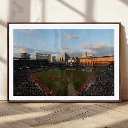 22285236-MGC-FP-36x24_Walnut-Baseball Stadium Sunset – Panoramic Ballpark Canvas Wall Art, Sports Decor for Office, Man Cave, Game Room, Sports Bar, Baseball
