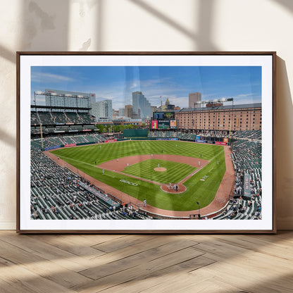 76426407-MGC-FP-36x24_Walnut-Baseball Stadium Daytime – Panoramic Ballpark Canvas Wall Art, Sports Decor for Office, Man Cave, Game Room, Sports Bar, Baseball