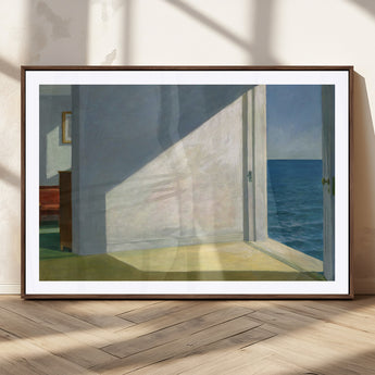 34188481-MGC-FP-36x24_Walnut-Coastal Sunlight Wall Art – Minimalist Ocean View Canvas Print, Serene Beach House Inspired Decor for Bedroom, Living Room,