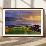 39644075-MGC-FP-36x24_Walnut-Golf Course Wall Art – Coastal Sunset Canvas Print, Scenic Oceanfront Fairway Landscape Decor for Office, Man Cave, or Living Room