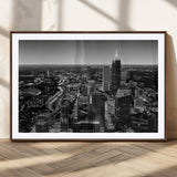 46578567-MGC-FP-36x24_Walnut-Atlanta Skyline Wall Art – Black and White Cityscape Canvas Print, Modern Urban Night Decor for Office, Living Room, or Apartment