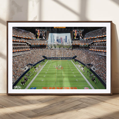 76935553-MGC-FP-36x24_Walnut-Football Stadium Wall Art – Panoramic Game Day Canvas Print, Sports Decor for Man Cave, Office, Bar, or Living Room