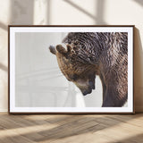 14405507-MGC-FP-36x24_Walnut-Grizzly Bear Canvas Wall Art – Framed Wildlife Nature Decor, Large Brown Bear Profile Canvas Print for Living Room, Office, or