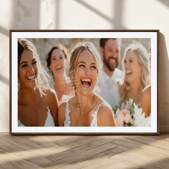 CSTM912-MGC-FP-36x24_Walnut-Framed Wedding Canvas Print - Custom Wall Art Keepsake for Couples, Elegant Home Decoration Gift, Create Your Own Photo Canvas