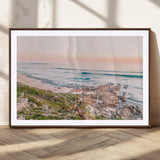 27332135-MGC-FP-36x24_Walnut-Coastal Sunset Wall Art – Ocean Waves and Rocky Shore Canvas Print, Scenic Seaside Photography Decor for Bedroom, Living Room,