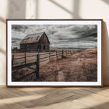 70676381-MGC-FP-36x24_Walnut-Rustic Barn Wall Art – Weathered Farmhouse Canvas Print, Country Landscape Photography Decor for Bedroom, Living Room, Office,