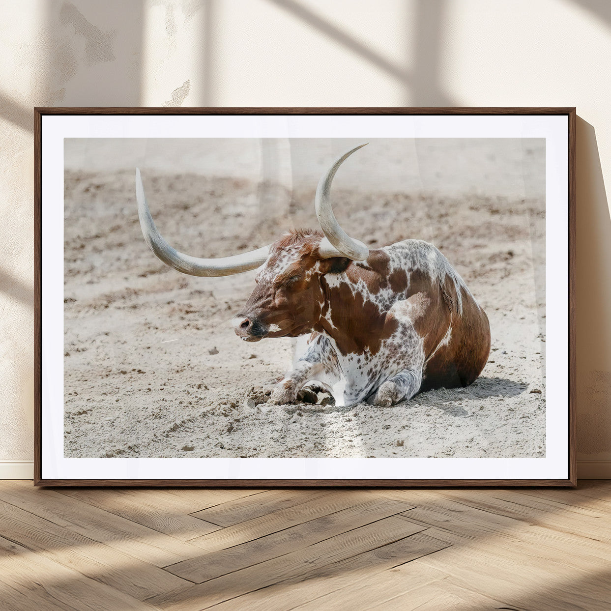 89096667-MGC-FP-36x24_Walnut-Texas Longhorn Wall Art – Rustic Western Canvas Print, Cattle Photography Decor for Ranch House, Living Room, Office, Man Cave