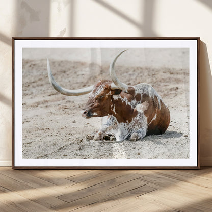 89096667-MGC-FP-36x24_Walnut-Texas Longhorn Wall Art – Rustic Western Canvas Print, Cattle Photography Decor for Ranch House, Living Room, Office, Man Cave