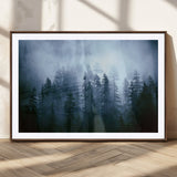 93439624-MGC-FP-36x24_Walnut-Forest Wall Art – Misty Pine Trees Canvas Print, Moody Nature Photography Decor for Bedroom, Living Room, Office, Cabin, Lodge or