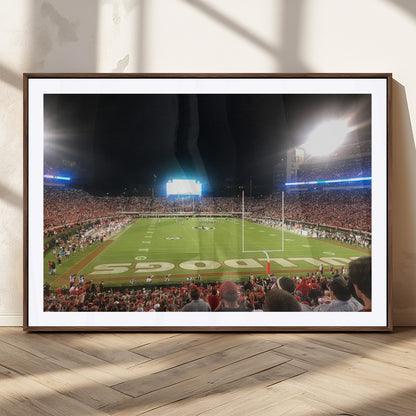 16230786-MGC-FP-36x24_Walnut-Sanford Stadium Wall Art – Georgia Bulldogs Football Night Game Canvas Print, College Sports Decor for Man Cave, Bar, Office, or